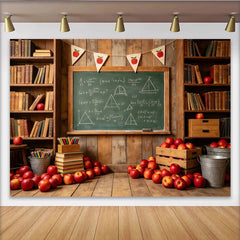 Lofaris Rustikaler Klassenzimmer Fotohintergrund mit Schultafel und Büchern, Vintage Kulisse für Fotostudio und Schulanfang
