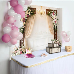 Lofaris Eleganter Hochzeitsfotohintergrund mit Rosen und Bögen, romantische Kulisse für Fotoshooting und Eventdekoration
