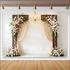 Lofaris Eleganter Hochzeitsfotohintergrund mit Rosen und Bögen, romantische Kulisse für Fotoshooting und Eventdekoration