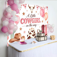 Lofaris Rosa Western Cowgirl Babypartyhintergrund für Mädchen, mit Ballons Stiefeln und Kaktus als süße Fotokulisse