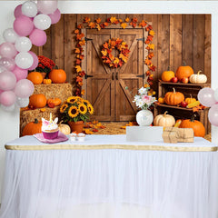 Lofaris Rustikaler Herbst Hintergrund mit Kürbissen und Herbstblättern, gemütliche Erntedank-Kulisse für Fotoshooting und Dekoration