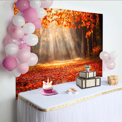 Lofaris Leuchtender Herbstwaldhintergrund mit Sonnenstrahlen und bunten Blättern, magische Kulisse für professionelle Fotografie und Porträts