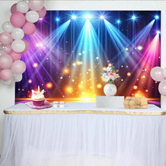 Lofaris Bunter funkelnder Bühnenlichthintergrund mit Holzboden, dynamische Party Kulisse für Fotostudio und Eventdekoration