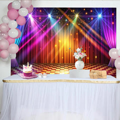 Lofaris Farbenfroher Disco-Bühnenhintergrund mit hellen Scheinwerfern, luxuriöse Fotokulisse für Partys und Events