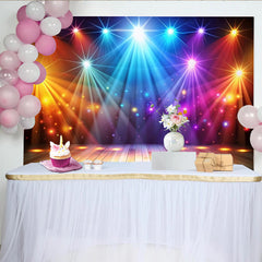 Lofaris Bunter Bühnenfotohintergrund mit dynamischen Scheinwerfern, glitzernde Party Kulisse für professionelle Fotografie und Events