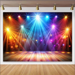 Lofaris Bunter Bühnenfotohintergrund mit dynamischen Scheinwerfern, glitzernde Party Kulisse für professionelle Fotografie und Events