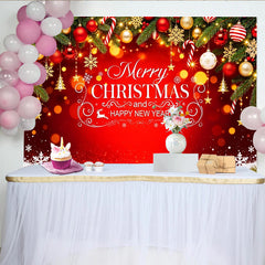 Lofaris Roter festlicher Weihnachts- und Neujahrshintergrund mit Lichtern und Kugeln, glitzernde Partydekoration für Fotoshooting