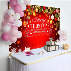 Lofaris Roter festlicher Weihnachts- und Neujahrshintergrund mit Lichtern und Kugeln, glitzernde Partydekoration für Fotoshooting