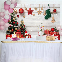 Lofaris Festlicher Weihnachtshintergrund mit Tannenbäumen und Geschenken, winterliche Fotokulisse für festliche Dekoration