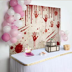 Lofaris Realistischer Horror Halloween Hintergrund mit Handabdrücken und Kratzspuren, unheimliche Fotowand für Spukhausparty
