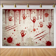 Lofaris Realistischer Horror Halloween Hintergrund mit Handabdrücken und Kratzspuren, unheimliche Fotowand für Spukhausparty