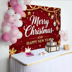 Lofaris Festlicher Weihnachtshintergrund mit goldenen Kugeln und Schneeflocken, elegantes Hintergrundbild für Neujahrsfeier Fotografie