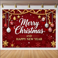 Lofaris Festlicher Weihnachtshintergrund mit goldenen Kugeln und Schneeflocken, elegantes Hintergrundbild für Neujahrsfeier Fotografie
