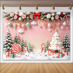 Lofaris Zuckersüßer Weihnachtshintergrund in Pastellfarben mit Geschenken, festliche Fotokulisse für Winterparty und Familienfotos