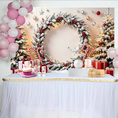 Lofaris Schneebedeckter Weihnachts-Hintergrund mit Beeren und Geschenken, winterliche Fotokulisse für Familienfotos und Partydekoration