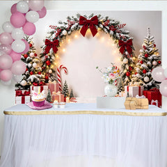 Lofaris Festlicher Weihnachtshintergrund mit Schnee, Weihnachtsbäumen und Geschenken, winterliche Fotokulisse für festliche Partys