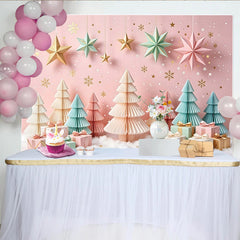 Lofaris Pastellfarbener Weihnachts-Hintergrund mit Sternen und Bäumen, festliche Winterkulisse für Fotoshootings und Partys