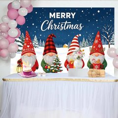 Lofaris Fröhliche Weihnachten Wichtel Weihnachts-Hintergrund mit Schnee und Tannenbäumen, festliche Fotowand für Winterparty Dekoration