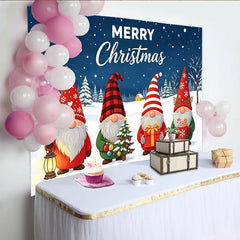 Lofaris Fröhliche Weihnachten Wichtel Weihnachts-Hintergrund mit Schnee und Tannenbäumen, festliche Fotowand für Winterparty Dekoration