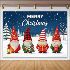 Lofaris Fröhliche Weihnachten Wichtel Weihnachts-Hintergrund mit Schnee und Tannenbäumen, festliche Fotowand für Winterparty Dekoration
