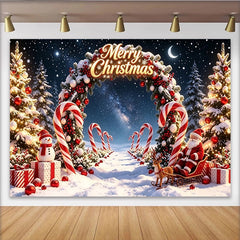 Lofaris Festlicher Weihnachtshintergrund mit Schnee Tannenbäumen und Lichterglanz, wunderschöne Kulisse für festliche Fotoshootings