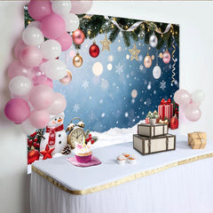 Lofaris Festlicher Weihnachts-Hintergrund mit Schneemann, Geschenken und Schnee, winterliche Fotowand für festliche Fotoshootings