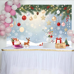 Lofaris Festlicher Weihnachtshintergrund mit Rentier und Schneemann, funkelnden Lichtern Schneeflocken und Geschenken, für Winterdekoration