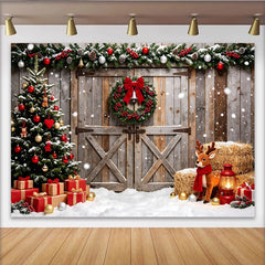 Lofaris Rustikaler Weihnachts-Hintergrund mit Holzwand und Schnee, festliche Kulisse für Fotoshootings und Winterdekorationen