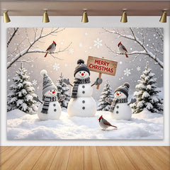 Lofaris Festlicher Schneemann Weihnachtshintergrund mit Frohe Weihnachten Schild, winterliche Fotokulisse für Familienfotos und Partydekoration