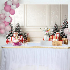Lofaris Weißer Weihnachts-Hintergrund mit Schneeflocken und Geschenken, festliche Kulisse für Winterfotoshootings und Partydekoration