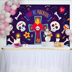 Lofaris Bunter Día de Muertos Hintergrund mit Totenköpfen und Kerzen, mexikanische Festdekoration für Partys und Feiern