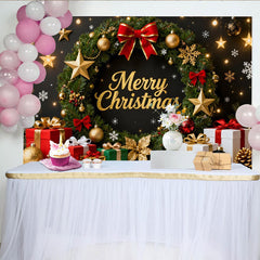 Lofaris Elegant Gold Glitzer Frohe Weihnachten Fotohintergrund Geschenke Sterne Deko