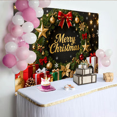 Lofaris Elegant Gold Glitzer Frohe Weihnachten Fotohintergrund Geschenke Sterne Deko