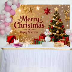 Lofaris Gold Glitzer Frohe Weihnachten Neujahr Fotohintergrund Baum Geschenke