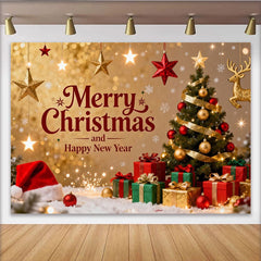 Lofaris Gold Glitzer Frohe Weihnachten Neujahr Fotohintergrund Baum Geschenke