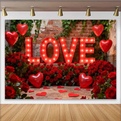 Lofaris Rote LOVE Buchstaben Rosen Herzballons Fotohintergrund Valentinstag Party
