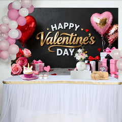 Lofaris Schwarz Gold Valentinstag Fotohintergrund Rot Rosa Herzen Rosen Deko