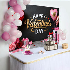 Lofaris Schwarz Gold Valentinstag Fotohintergrund Rot Rosa Herzen Rosen Deko