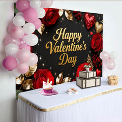 Lofaris Schwarz Gold Glitzer Valentinstag Fotohintergrund Rote Rosen Romantisch