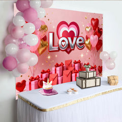 Lofaris Rot Rosa Gold Herzballons Geschenke Fotohintergrund Valentinstag Deko