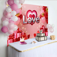 Lofaris Rosa Rot Herzballons Love Text Fotohintergrund Valentinstag Jahrestag Deko