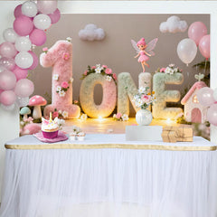 Lofaris Feengarten 1. Geburtstag Fotohintergrund Pastell ONE Buchstaben Blumen Ballons