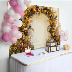 Lofaris Rustikale Sonnenblume Pampasgras Blumenbogen Fotohintergrund Boho Hochzeit Deko