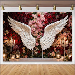 Lofaris Weiße Engelsflügel Rot Rosa Rosen Blumen Fotohintergrund Romantische Hochzeit