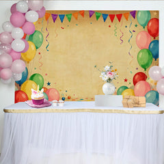 Lofaris Bunte Ballons Wimpelketten Fotohintergrund Vintage Braunes Konfetti Geburtstag
