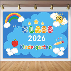 Lofaris Lebendig Kindergarten Abschlussklasse 2026 Fotohintergrund Regenbogen Sonne Apfel