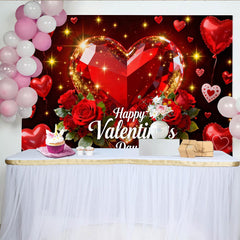Lofaris Rotes Funkelndes Herz Juwel Rosen Happy Valentinstag Fotohintergrund Party Deko
