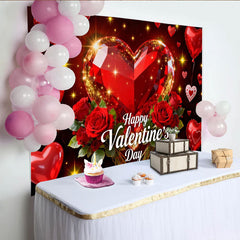Lofaris Rotes Funkelndes Herz Juwel Rosen Happy Valentinstag Fotohintergrund Party Deko