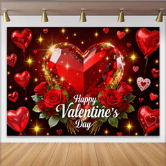 Lofaris Rotes Funkelndes Herz Juwel Rosen Happy Valentinstag Fotohintergrund Party Deko