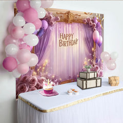 Lofaris Lila Lavendel Geburtstag Fotohintergrund Schmetterlinge Rosen Ballons Gold Rahmen